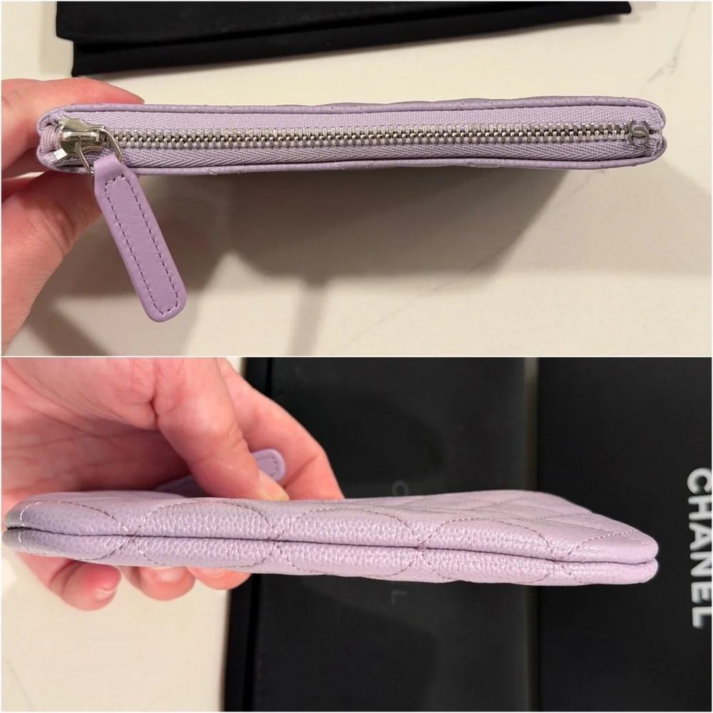 Ultra RARE! New CHANEL 24P Caviar Leather Lavender Mini O-Case Silver Hardware